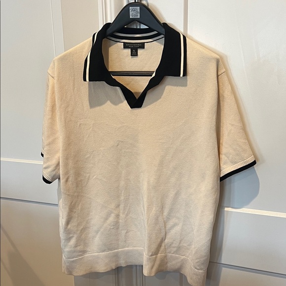 Banana Republic Beige Cotton Polo with Black Trim - Size XL - Picture 1 of 10